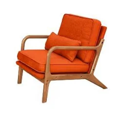 Lemley Mid-Century Solid Wood Accent Armchair
