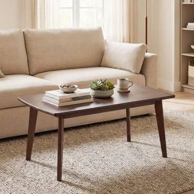 Costway 34.5" Solid-Wood Low Coffee Table